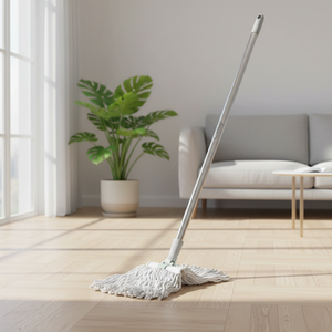 Gizmop Mopa Húmeda Antibacteriana de 500g, Duradera, Sostenible y Reutilizable, con Cabezal de Algodón en Bucle, Autoescurrible, con Palo de Acero Inoxidable, para Parquet y Madera - Product Image 3