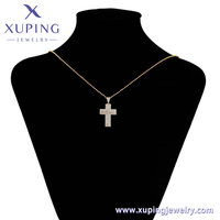 X000912652 Xuping Bijoux Mode Simple Cristal 14K Or Couleur Pendentif Religieux Croix Bijoux En Gros Cuivre Pendentif