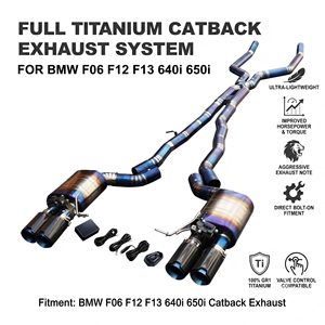 Sistema de Escape Vortex Full Burnt Blue Titanium para BMW F06 F12 F13 640i 650i Valvetronic Catback, Sonido Agresivo, Instalación Bolt-On - Product Image 1