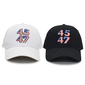 Gorras de Béisbol Bordadas con el Logotipo de la Campaña Electoral del Presidente Americano, Modelo Great Again, en Blanco y Negro, con el Número 45 47 - Product Image 1