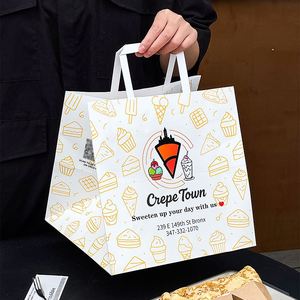 Bolsa de Papel Kraft de 120 g/m² con Asa y Logotipo Personalizado para Helados, Tiendas de Comida, Zapatos, Ropa, Comida para Llevar, Uso en Supermercados, Impresión Serigráfica - Product Image 6