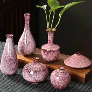 Vaso de cerâmica vitrificado, vasos e plantas artificiais decorativos