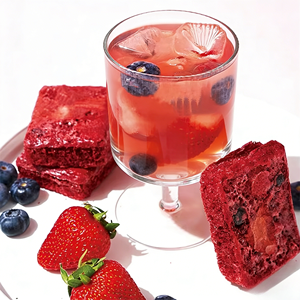 Cubes de thé santé fraise et myrtille OEM, blocs naturels lyophilisés riches en antioxydants, pour infusion chaude et froide, emballage boîte/sachet - Product Image 1