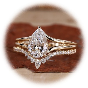 Bagues <span class=keywords><strong>de</strong></span> fiançailles et <span class=keywords><strong>de</strong></span> mariage en or massif 14k 18k avec diamant cultivé en laboratoire certifié HPHT CVD Shea Igi pour femmes, hommes, ensemble <span class=keywords><strong>de</strong></span> couple <span class=keywords><strong>de</strong></span> mariés - Product Image 1