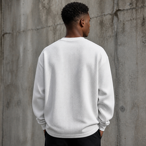 Camisetas de algodón de manga larga térmicas tipo waffle Y2K desgastadas en blanco al por mayor, 330 g/m² de alto gramaje, estilo streetwear, del fabricante - Product Image 3