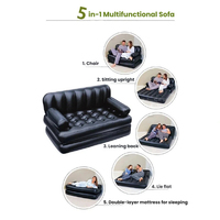 Canapé gonflable double en PVC 5-en-1, matelas gonflable d'extérieur pour la randonnée, le camping, le salon, la chambre à coucher avec pompe