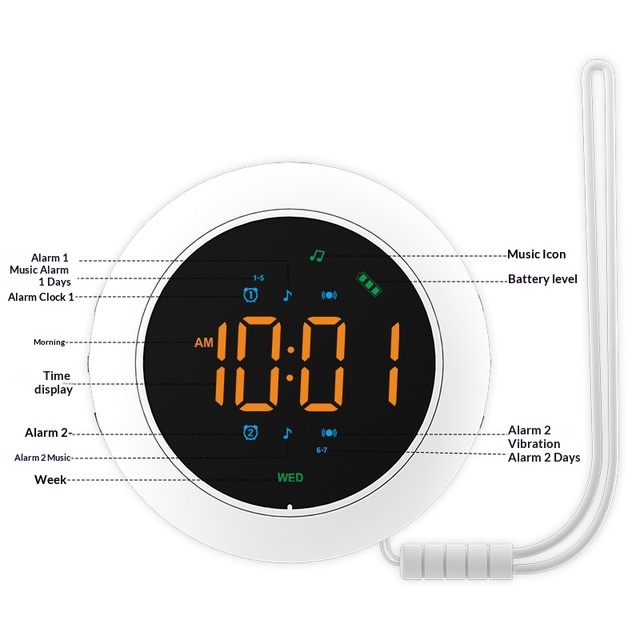 2026 New LED Wall Clock with Vibration Music & Rechargeable Features for Deaf Mute and Children's Sleep Aid