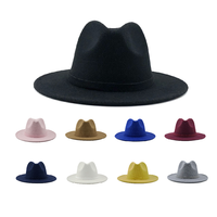 Vente en gros de chapeau en fausse laine personnalisé à large bord Fedora élégant pour femmes en feutre