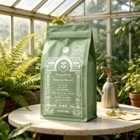 Sachet personnalisé imprimé pour grains de café, fond plat, huit soudures latérales, impression héliogravure haute qualité pour café torréfié, sac alimentaire en kraft