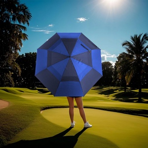 Semi-Automatic Open Vented Windproof Pongee Fiberglass Frame Straight <b>Umbrella</b> for High Wind Conditions Outdoor Sports - Product Image 5