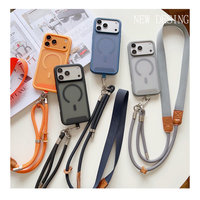Coque de téléphone magnétique en TPU+PC mat avec cordon de suspension et lanière bandoulière pour iPhone 18 Pro Max 17 16 15 14, compatible avec la recharge sans fil