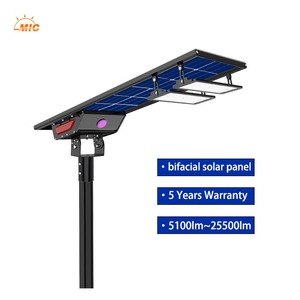 <span class=keywords><strong>Luminaire</strong></span> <span class=keywords><strong>solaire</strong></span> routier bifacial IP66 25500LM, éclairage LED haute puissance intégré pour autoroute, zone côtière, port maritime, quai - Product Image 1