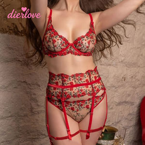 Dierlove – Ensemble de lingerie sexy et respirant pour femme, en dentelle et résille, couleur unie, avec fente ouverte, érotique et séduisant, vente en gros - Product Image 1