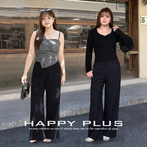 ราล์ฟ เอสเธติกส์กางเกงขายาวทรงตรงเอวสูงสำหรับผู้หญิง สีดำคลาสสิก ผ้าวอร์สเตด ป้องกันรอยยับ ไซส์พลัส N9316 - Product Image 5