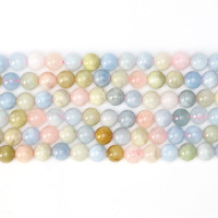 Perles de pierres précieuses en vrac en stock, perles de morganite naturelle pour la fabrication de bijoux 4mm 6mm 8mm 10mm
