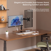 Nouveau support compact pour deux moniteurs avec pince de fixation pour bureau, 14-32 pouces, 8 kg chacun, gain de place, inclinaison à 90°, rotation à 360°