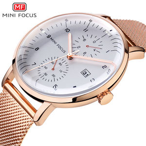 Montre à quartz pour homme MINIFOCUS au design ultra-fin, classique et tendance, bracelet en acier 20 mm, cadran à aiguilles en verre, 3 sous-cadrans, 6 aiguilles, date, alliage - Product Image 2