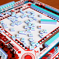 Tuiles de Mahjong Américaines Blanches Minimalistes, Motif Graffiti Doodle à Ligne Unique, Ensemble de Mahjong Personnalisé pour Jeu de Table à Domicile ou en Soirée