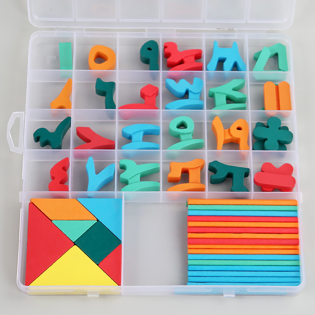 Weixuan Wooden Arabic Numerals Early Education Counting Stick Kids' Arithmetic Learning Box Montessori Mathematics Addition Toys