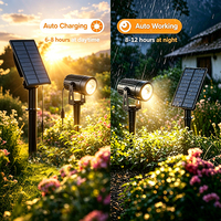 Projecteurs solaires rechargeables IP65 résistants à l'eau, en aluminium moulé sous pression, installation facile, avec piquet, capteur de lumière pour