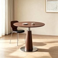 Table basse simple en bois massif rétro, petite table ronde pour balcon, table à manger, table de réception et de négociation avec chaises