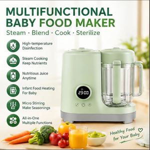 Robot culinaire pour bébé en verre de haute qualité, silencieux, avec chauffe-biberon et cuiseur vapeur pour purées, pour la maison, la voiture et le camping-car - Mixeur multifonctionnel pour nourrissons - Product Image 1