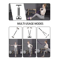CW RSB018 Équipement de fitness d'intérieur robuste, Corde de traction multifonctionnelle à 4 tubes à haute élasticité pour abdominaux, Résistance à pédale