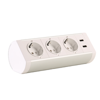 Module d'alimentation de table conforme aux normes australiennes, en alliage d'aluminium blanc argenté, en forme d'arc, avec double prise USB à charge rapide pour bureau