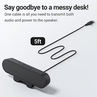 Haut-parleurs d'ordinateur Inwa pour PC de bureau, barre de son USB pour moniteur avec fixation par clip