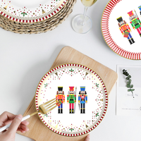 Série de vaisselle en porcelaine fine Casse-Noisette de Noël, assiettes et bols rayés rouge et blanc pour la maison et la restauration