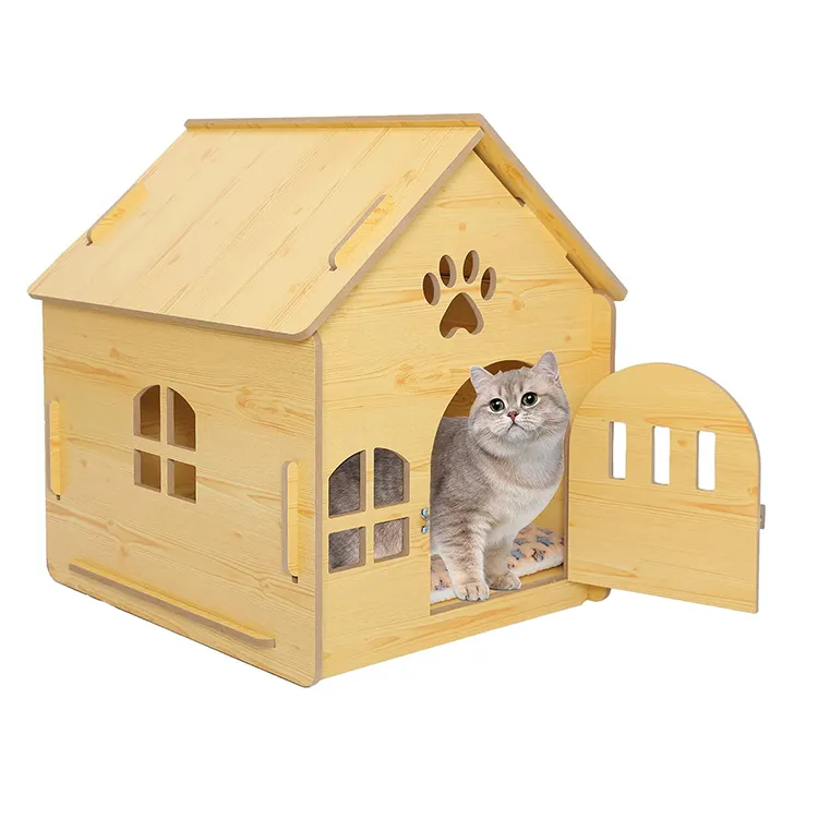 Factory Custom Removable Indoor Outdoor Wooden Pet House Cat Dog Nest With Door Windows