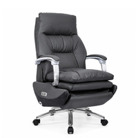 Fauteuil de bureau électrique en cuir avec accoudoirs, design moderne et minimaliste, fonction massage ergonomique pour un confort prolongé