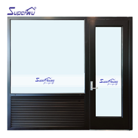 Porte de secours en aluminium Superwu avec barre anti-panique, double vitrage trempé, porte anti-panique avec fenêtre à persiennes PTAC