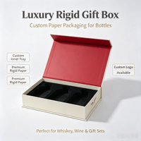 Boîte cadeau magnétique rigide de luxe personnalisée pour vin, boîte d'emballage en carton rigide pour coffrets cadeaux de bouteilles de whisky et de spiritueux