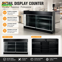Comptoirs de caisse en verre HIKUYA, vitrine en verre noir avec portes coulissantes pour magasin de détail