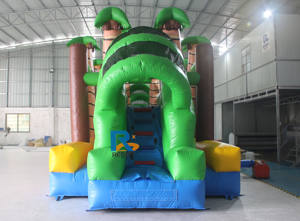 <span class=keywords><strong>Parcours</strong></span> d'obstacles gonflable interactif Jungle Tree avec ballon rebondissant pour équipe, jeu gonflable Wipeout avec toboggan - Product Image 2