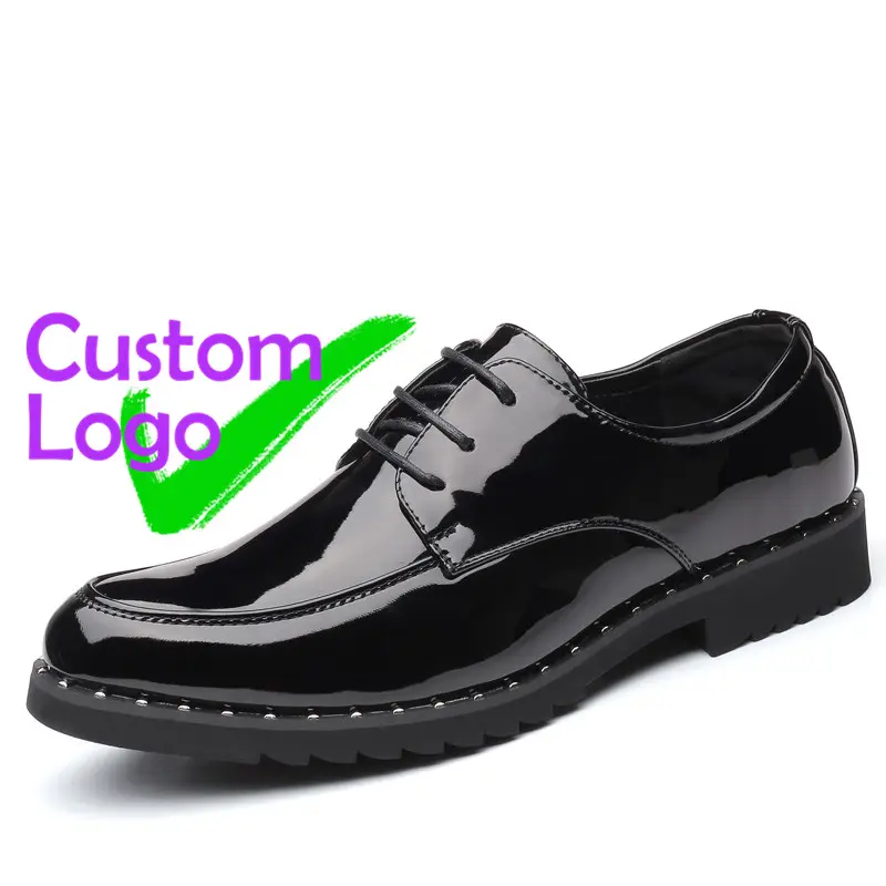 Leader Ltd-zapatos de cuero de charol negro para hombre, calzado informal a la moda, 2019, 2018