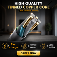 Kabel Pengisian Daya 3-in-1 Cepat dengan Desain Anyaman Nylon Tipe-C untuk Pengisian Smartphone dengan Desain Anyaman 21A.