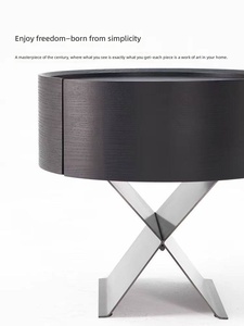 <span class=keywords><strong>Table</strong></span> <span class=keywords><strong>de</strong></span> chevet minimaliste italienne en bois massif avec finition acier brûlé, 1 tiroir, style nordique simple, design <span class=keywords><strong>de</strong></span> chambre à coucher - Product Image 3