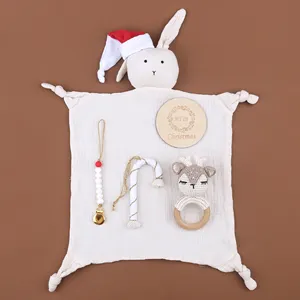 Tongtu phim hoạt hình an toàn ngủ Swaddle thỏ Crochet Bunny bé Comforter siêu mềm đan bé chăn khăn cho bé sơ sinh