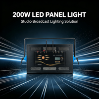 Projecteur LED plat de studio en métal 200W, haute luminosité, contrôle intelligent de la température, design portable, contrôlable par application pour le direct