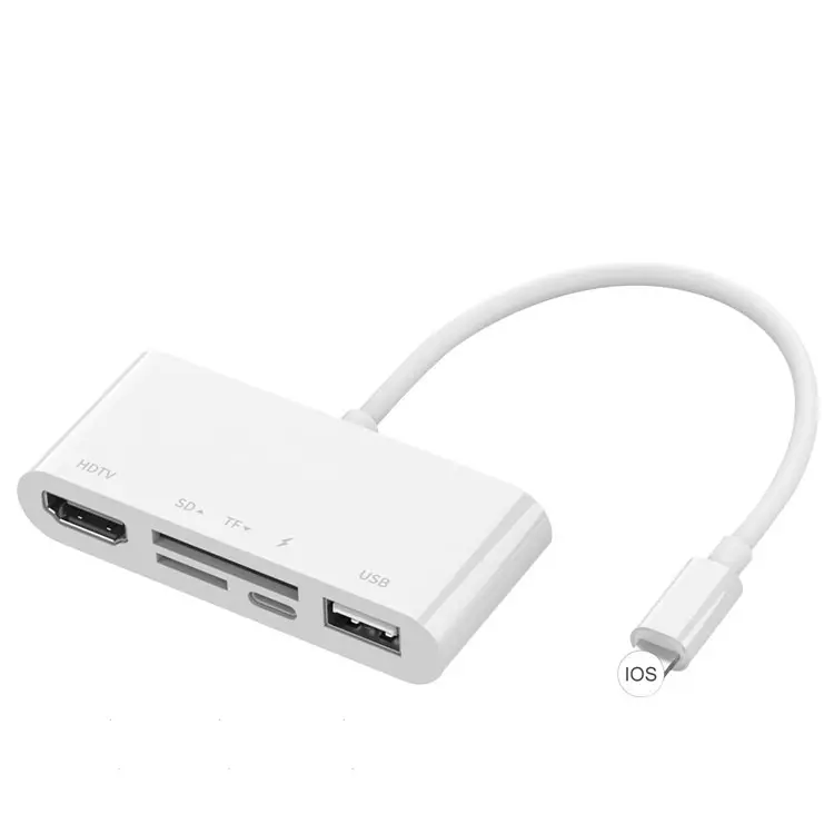 Beleuchtung zum HDTV Digital Av Adapter Dual USB/OTG Hub für iPhone/iPad zu 1080p TV Mikrofon Audio Live-Stream Konverter mit Aufladung