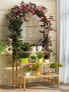 Support de rangement suspendu pour pot de <span class=keywords><strong>fleurs</strong></span> en fer multicouche pour l'extérieur Radis vert Support de rangement pour succulentes Balcon Escalade Vigne Paniers de <span class=keywords><strong>fleurs</strong></span> - Product Image 2