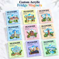 Aimants de réfrigérateur promotionnels en acrylique personnalisés, logo, monument de la ville, souvenir touristique, cadeau, impression UV, fabricant en gros, OEM, ODM