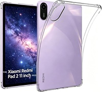 Casing Tablet Transparan Jernih untuk Redmi Pad 2 11 Inch 2025, Anti Jatuh Empat Sudut, TPU Silikon, Pelindung Anti Benturan