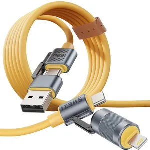 4 в 1 USB-кабель 100 Вт 5 футов мягкий силиконовый USB-кабель для быстрой зарядки и синхронизации данных с портами типа C/USB для iPad MacBook