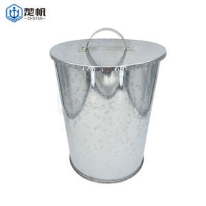 Galvanized Steel Outdoor Dust <b>Bin</b> 18L <b>With</b> <b>Lid</b> Cylindrical Metal Waste <b>Bin</b> For Outdoor Use - Product Image 2