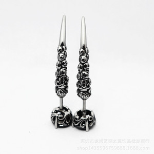 yunnique Spike <b>Stud</b> <b>Earrings</b> <b>Black</b> Zircon Claw Setting Stainless Steel Party Fashion Jewelry - Product Image 4