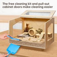 J0 Cages pour cochons d'Inde en bois de bambou Cage pour hamster avec cachette