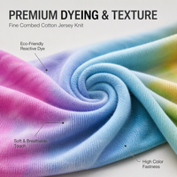 Tissu en rayonne tricoté tie-dye 170 g/m² 160 cm, tissu extensible 30'S R+40D Spandex pour robe et chemisier femme